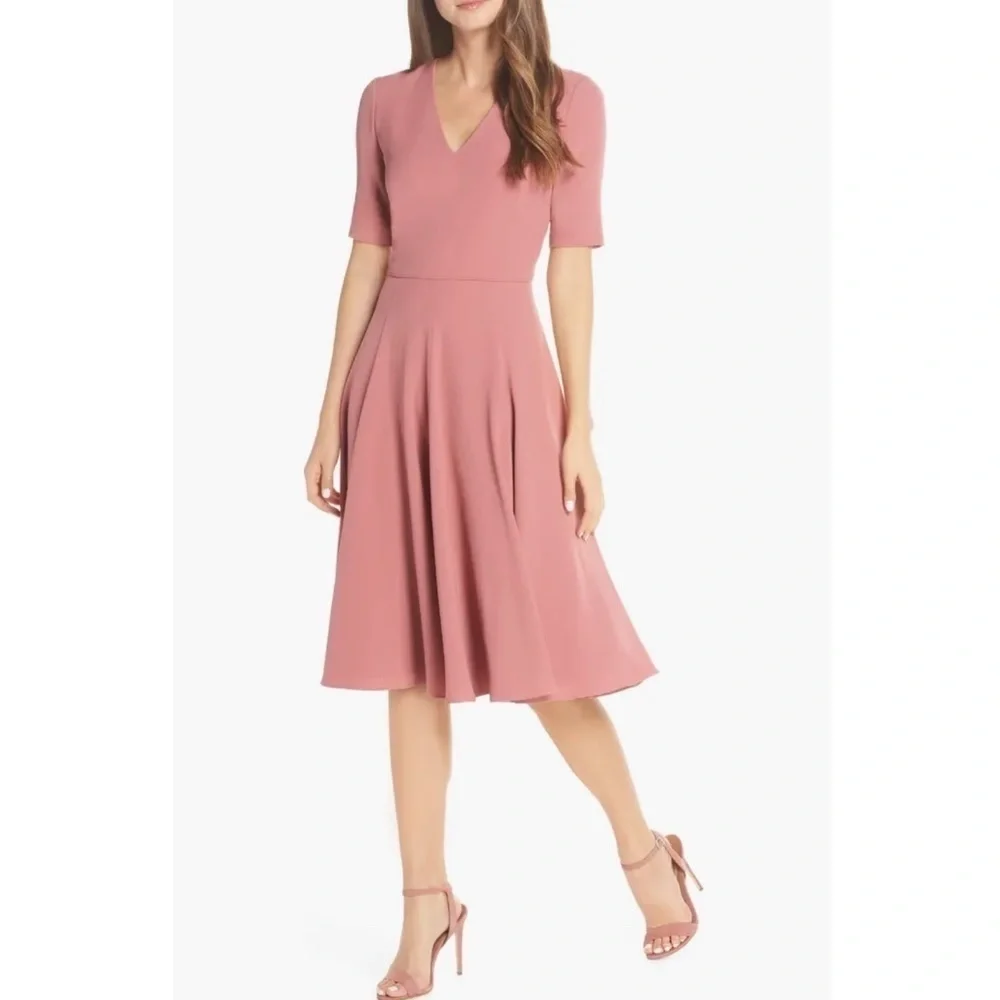 Gal Meets Glam Collection Edith City Crepe Fit & Flare Midi Dress Size 00